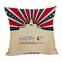 Double Side Print Independence Day Cushion Cover 1PC Linen Soft Decorative Square Throw Pillow Cover Cushion Case Pillowcase for Sofa Bedroom 45 x 45 cm (18 x 18 Inch) Superior Quality Machine Washable miniinthebox