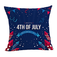 Double Side Print Independence Day Cushion Cover 1PC Linen Soft Decorative Square Throw Pillow Cover Cushion Case Pillowcase for Sofa Bedroom 45 x 45 cm (18 x 18 Inch) Superior Quality Machine Washable miniinthebox
