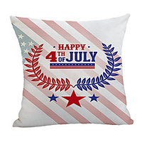 Double Side Print Independence Day Cushion Cover 1PC Linen Soft Decorative Square Throw Pillow Cover Cushion Case Pillowcase for Sofa Bedroom 45 x 45 cm (18 x 18 Inch) Superior Quality Machine Washable miniinthebox