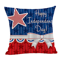 Double Side Print Independence Day Cushion Cover 1PC Linen Soft Decorative Square Throw Pillow Cover Cushion Case Pillowcase for Sofa Bedroom 45 x 45 cm (18 x 18 Inch) Superior Quality Machine Washable miniinthebox