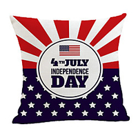 Double Side Print Independence Day Cushion Cover 1PC Linen Soft Decorative Square Throw Pillow Cover Cushion Case Pillowcase for Sofa Bedroom 45 x 45 cm (18 x 18 Inch) Superior Quality Machine Washable miniinthebox