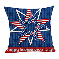 Double Side Print Independence Day Cushion Cover 1PC Linen Soft Decorative Square Throw Pillow Cover Cushion Case Pillowcase for Sofa Bedroom 45 x 45 cm (18 x 18 Inch) Superior Quality Machine Washable miniinthebox