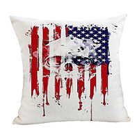 Double Side Print Independence Day Cushion Cover 1PC Linen Soft Decorative Square Throw Pillow Cover Cushion Case Pillowcase for Sofa Bedroom 45 x 45 cm (18 x 18 Inch) Superior Quality Machine Washable miniinthebox