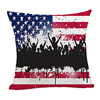 Double Side Print Independence Day Cushion Cover 1PC Linen Soft Decorative Square Throw Pillow Cover Cushion Case Pillowcase for Sofa Bedroom 45 x 45 cm (18 x 18 Inch) Superior Quality Machine Washable miniinthebox