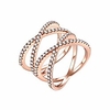 double x criss cross ring sterling silver rose gold pave cz wedding band size 5