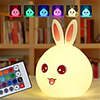 Dozzlor Cartoon Rabbit LED Night Light Remote Touch Sensor Colorful USB Silicone Bunny Bedside Lamp For Children Kids Baby