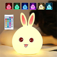 Dozzlor Cartoon Rabbit LED Night Light Remote Touch Sensor Colorful USB Silicone Bunny Bedside Lamp For Children Kids Baby miniinthebox