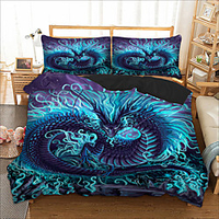 Dragon Skull Duvet Cover Set Hotel Bedding Sets Comforter Cover with Soft Lightweight Thicken Fabric Include 1 Duvet Cover 2 Pillowcases for Double/Queen/King(1 Pillowcase for Twin/Single) miniinthebox
