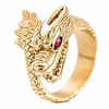 dragon stainless steel ring,  punk domineering open dragon ring with ruby eye finger ring for men boy size 10