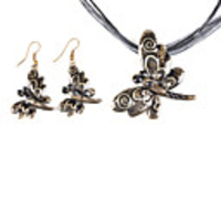 Dragonfly Metal Oil Drip Earring Nacklace Suit