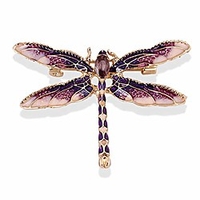 dragonfly brooch insect colorful fashion charms jewelry badge banquet scarf pins for women birthday gifts, purple