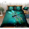 Dragonfly Print 3-Piece Duvet Cover Set Hotel Bedding Sets Comforter Cover with Soft Lightweight Microfiber,  Include 1 Duvet Cover,  2 Pillowcases for Double/Queen/King(1 Pillowcase for Twin/Single)