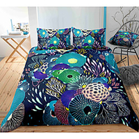 Dream Flower 3-Piece Duvet Cover Set Hotel Bedding Sets Comforter Cover with Soft Lightweight Microfiber,  Include 1 Duvet Cover,  2 Pillowcases for Double/Queen/King(1 Pillowcase for Twin/Single)