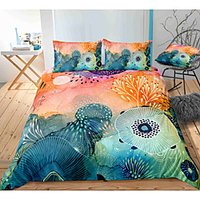 Dream Flower 3-Piece Duvet Cover Set Hotel Bedding Sets Comforter Cover with Soft Lightweight Microfiber,  Include 1 Duvet Cover,  2 Pillowcases for Double/Queen/King(1 Pillowcase for Twin/Single)