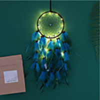 Dreamcatcher LED Feather Night Light Handmade Christmas Gift Wind Chime Folk Style Ornaments Holiday Christmas Wedding Events Decoration Valentine