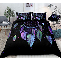 Dreamcatcher Print 3-Piece Duvet Cover Set Hotel Bedding Sets Comforter Cover with Soft Lightweight Microfiber,  Include 1 Duvet Cover,  2 Pillowcases for Double/Queen/King(1 Pillowcase for Twin/Single)