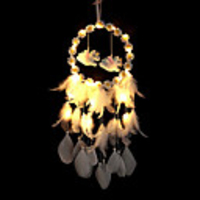 Dreamcatcher White Feather Wind Chimes LED Night Light Christmas Gift Handmade Dreamcatcher Living Room Bedroom Ornaments Christmas New Year Decoration