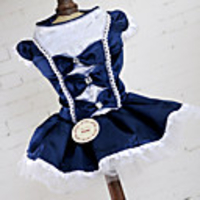 Dress Bowknot Lace Princess DressesSkirts Wedding Party Dog Clothes Red Blue Costume Acrylic Fibers XS S M L