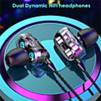 Dual Driver Type C Headset 3.5mm Headset Wired Earbuds Wire Volume With Microphone Hifi Stereo Music (with Portable Earphone Bags)