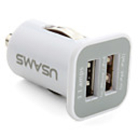 Dual-port USB Car Charger for iPhones and iPads (White)