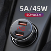 Dual USB Car Charger 45W Cigarette Lighter Support SCP QC3.0 Fast Charging For Mobile Phone Auto Charger Accessories
