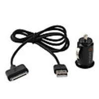 Dual USB Car Charger with Cable for iPad,  iPhone and iPod (Black)