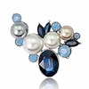 duotang fashion rhinestone brooch glass crystal wedding leaf bouquet pearl brooch pin for women (blue) miniinthebox