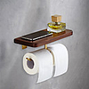 Durable Toilet Paper Holder with Shelf Black Walnut Wood and Brass Paper Towel Hook Wall Mounted for Mobile Phone Storage Dispenser Stand
