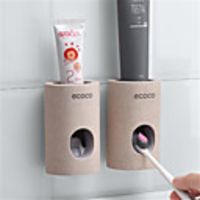 Dustproof automatic toothpaste dispenser toothbrush rack wall mounted bracket bathroom accessories set with toothpaste squeezer