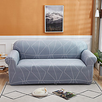 Dusty Blue 1-Piece Sofa Cover Couch Cover Furniture Protector Soft Stretch Slipcover Spandex Jacquard Fabric Super Fit for 1~4 Cushion Couch and L Shape Sofa, Easy to Install(1 Free Cushion Cover)