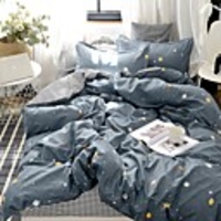 Dusty Blue Star Print 3-Piece Duvet Cover Set Hotel Bedding Sets Comforter Cover with Soft Lightweight Microfiber(Include 1 Duvet Cover and 1or 2 Pillowcases)