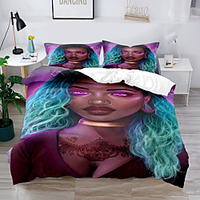 Duvet Cover Set 2/3 Piece Bedding Set with 1 or 2 Pillowcase(Single Twin only 1pcs)National style African women For Kids gife miniinthebox