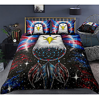 Eagle Print 3-Piece Duvet Cover Set Hotel Bedding Sets Comforter Cover with Soft Lightweight Microfiber,  Include 1 Duvet Cover,  2 Pillowcases for Double/Queen/King(1 Pillowcase for Twin/Single)