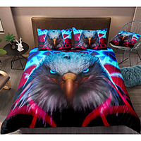 Eagle Print 3-Piece Duvet Cover Set Hotel Bedding Sets Comforter Cover with Soft Lightweight Microfiber,  Include 1 Duvet Cover,  2 Pillowcases for Double/Queen/King(1 Pillowcase for Twin/Single) miniinthebox