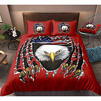 Eagle Print 3-Piece Duvet Cover Set Hotel Bedding Sets Comforter Cover with Soft Lightweight Microfiber,  Include 1 Duvet Cover,  2 Pillowcases for Double/Queen/King(1 Pillowcase for Twin/Single) miniinthebox