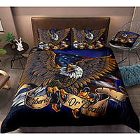 Eagle Print 3-Piece Duvet Cover Set Hotel Bedding Sets Comforter Cover with Soft Lightweight Microfiber,  Include 1 Duvet Cover,  2 Pillowcases for Double/Queen/King(1 Pillowcase for Twin/Single) miniinthebox