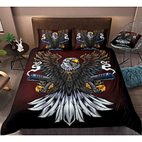 Eagle Print 3-Piece Duvet Cover Set Hotel Bedding Sets Comforter Cover with Soft Lightweight Microfiber,  Include 1 Duvet Cover,  2 Pillowcases for Double/Queen/King(1 Pillowcase for Twin/Single) miniinthebox