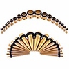 ear gauges stretching kit - 36pcs stainless steel tapers and plugs set,  prefect for heavy metal, punk rock, street or daily wear (gold-tone)