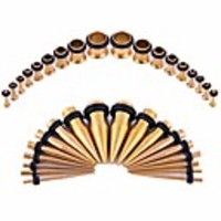 ear gauges stretching kit - 36pcs stainless steel tapers and plugs set,  prefect for heavy metal, punk rock, street or daily wear (gold-tone)