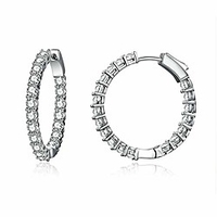 earrings 925 sterling silver dangler for women girls classic crystal ear hoop (cactus)