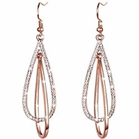earrings for women dangling,  crystal drop dangle earrings elliptical ring teardrop women girls wedding gift, rose gold