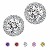 earrings round halo earrings purple fashion jewelry cubic zirconia stud earrings for women men