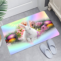 Easter Color Protein Rabbit Digital Printing Floor Mat Modern Bath Mats Nonwoven / Memory Foam Novelty Bathroom
