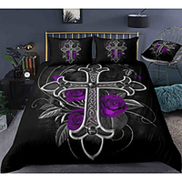 Easter Cross 3-Piece Duvet Cover Set Hotel Bedding Sets Comforter Cover with Soft Lightweight Microfiber,  Include 1 Duvet Cover,  2 Pillowcases for Double/Queen/King(1 Pillowcase for Twin/Single) miniinthebox