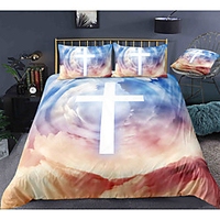 Easter Cross 3-Piece Duvet Cover Set Hotel Bedding Sets Comforter Cover with Soft Lightweight Microfiber,  Include 1 Duvet Cover,  2 Pillowcases for Double/Queen/King(1 Pillowcase for Twin/Single) miniinthebox