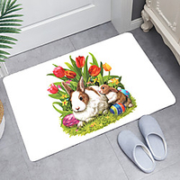 Easter Egg Gray rabbit Digital Printing Floor Mat Modern Bath Mats Nonwoven / Memory Foam Novelty Bathroom