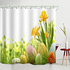 Easter Egg Yellow Flower Digital Printing Shower Curtain Shower Curtains Hooks Modern Polyester New Design