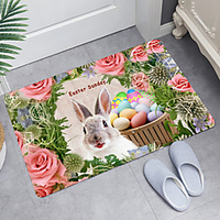 Easter Eggs Bunny Flowers Digital Printing Floor Mat Modern Bath Mats Nonwoven / Memory Foam Novelty Bathroom