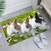 Easter Flowers Bunny Digital Printing Floor Mat Modern Bath Mats Nonwoven / Memory Foam Novelty Bathroom