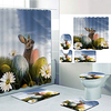 Easter Gray Rabbit Egg Digital Printing Four-piece Set Shower Curtains and Hooks Modern Polyester Machine Made Waterproof Bathroom
